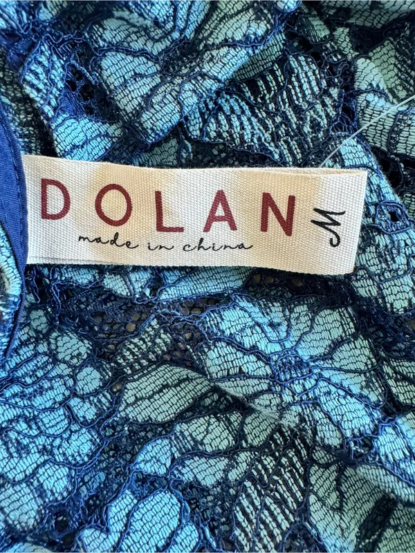 NWOT Dolan Anthropologie Blue Floral Lace Peplum Puff Sleeve Blouse - Image 5