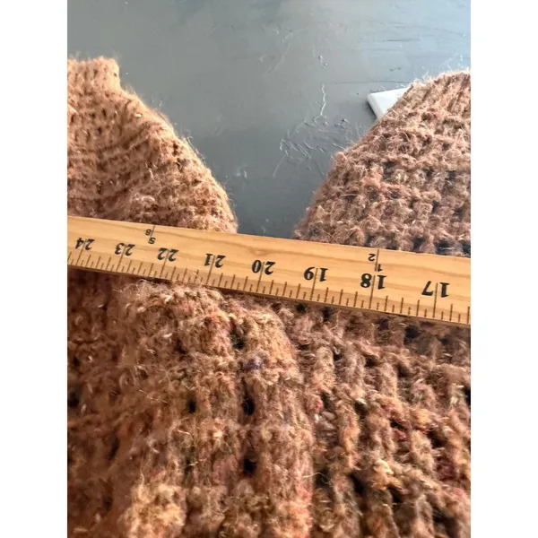 Universal Thread Womens Rust Brown Open Knit Puff Sleeve Sweater Size M - Image 7