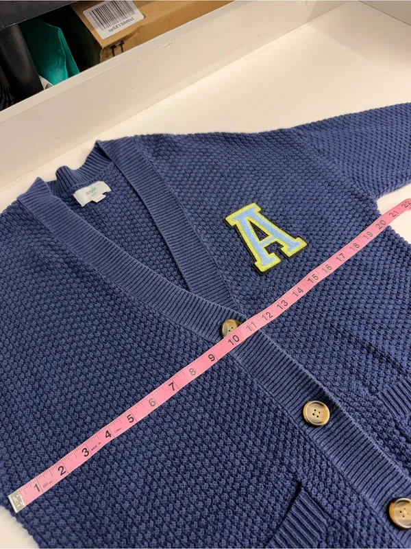 Aerie knit cardigan 100% cotton xs letterman college academia preppy letter A - Image 3