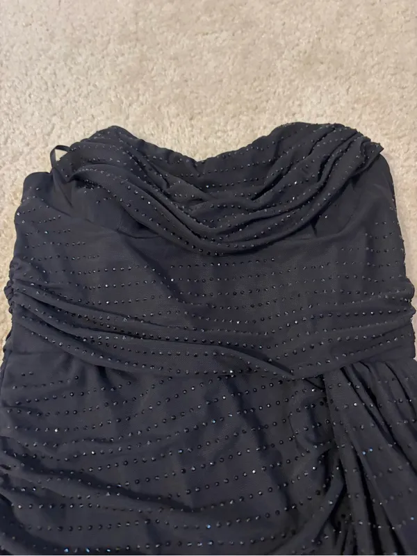 Lulu's Black Strapless Rhinestone Dress - Image 2