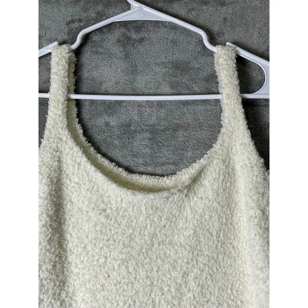 SKIMS Cozy Knit Boucle Lounge Tank Top Bone Cream Fuzzy Soft Stretch S/M - Image 3