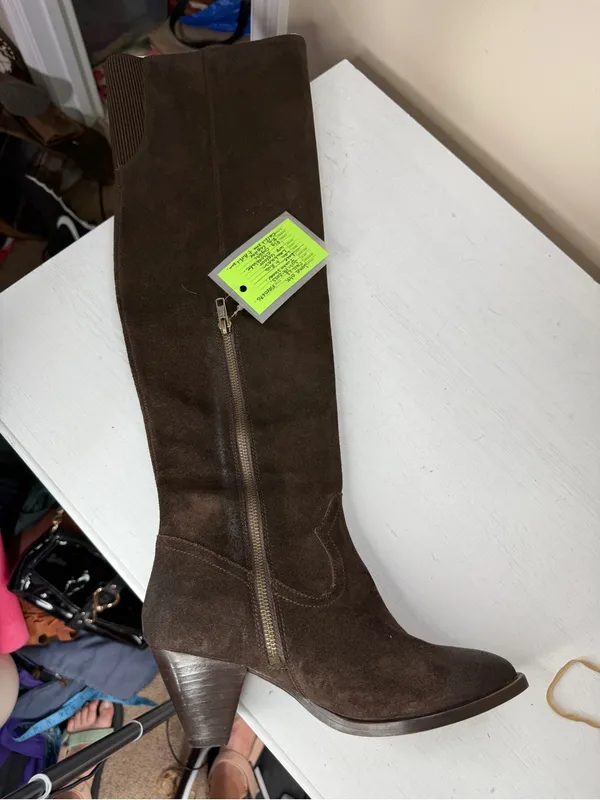 Frye June Over The Knee Boot Chocolate Suede Sz 6 Sample Sale - Image 5