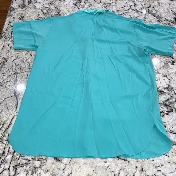Vintage‎ Victoria Secret Gold Label Turquoise Button Down NightGown Pajama Sz S - Image 3
