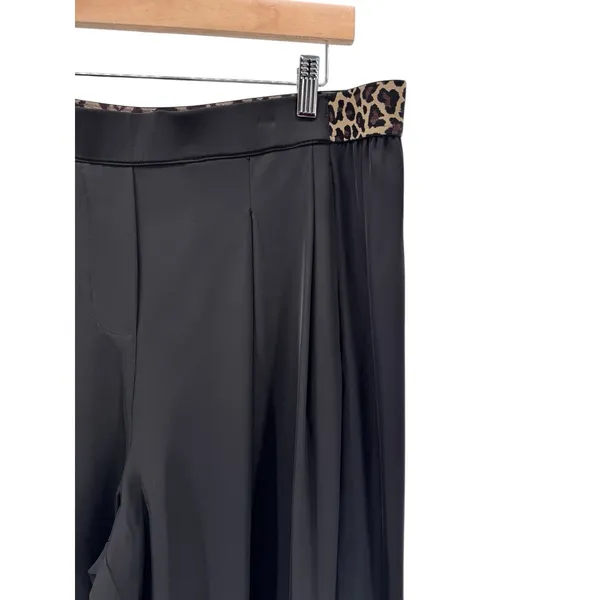 John Mark Wide Leg Relaxed Pants XL Women's Black Cheetah Print Elastic‎ Band - Image 2