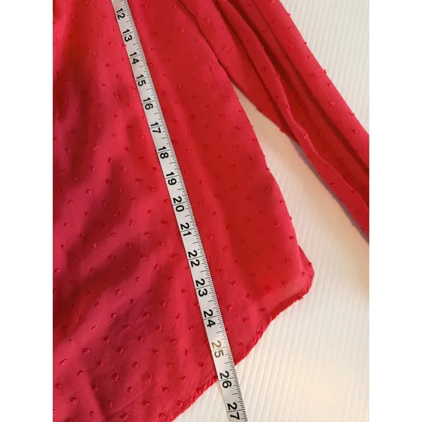 Free People Abigail Victorian Lace Yoke Pink Red Button Up Top Womens‎ Large - Image 7