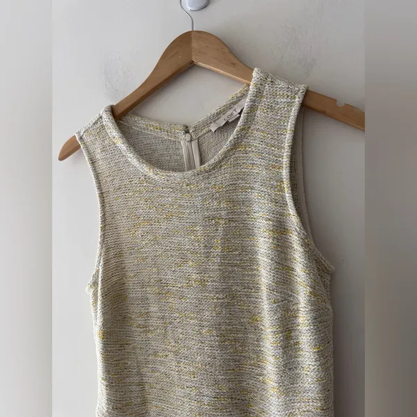 Loft Fit‎ and Flare Mini Tweed Flare Light Yellow Ivory Dress - Image 3