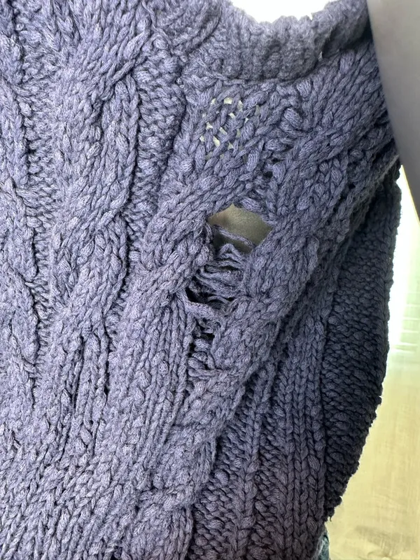 Anthropologie Pilcro Cable Knit Sweater Vest Small Blue Button Front Collared - Image 7