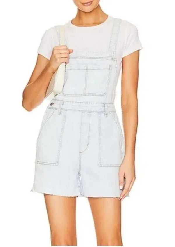 NWT WEWOREWHAT Denim Slit Short Overalls XS - Image 10
