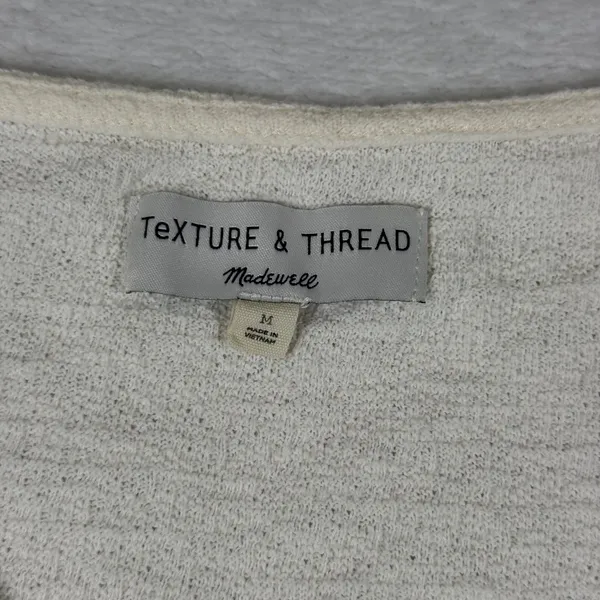 Madewell Texture & Thread Cream Cotton Front Tie V-Neck Short Sleeve Top J8537 M - Image 2
