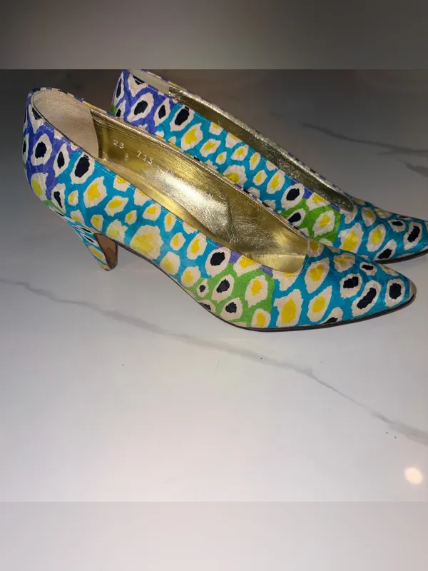 Escada Vintage Animal Print Leather Slingback Heel 7.5 - Image 3