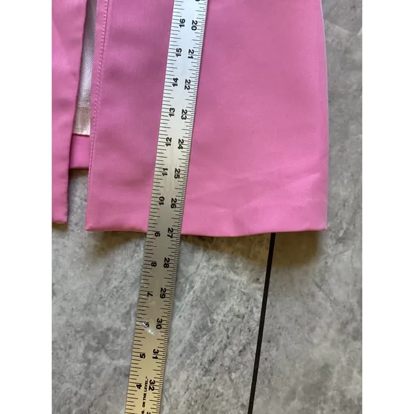 Zara Pink Open Front Tailored Blazer Jacket Womens Medium Collarless Hook Eye - Image 6