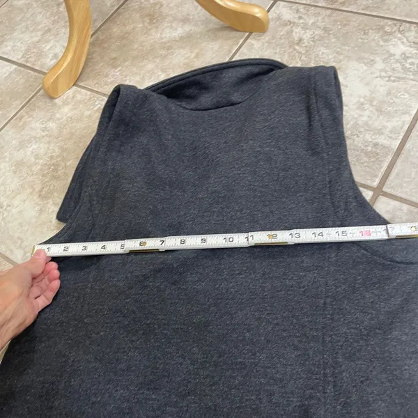 EILEEN FISHER‎ Sweater Vest XS Wool Blend Moto Fleece Lined Asymmetric Zip Gray - Image 4