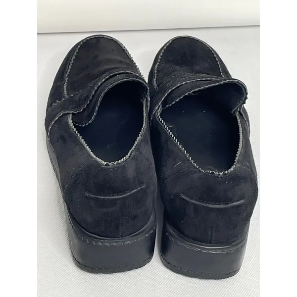 Stuart Weitzman Schooldays Black Suede Penny Loafers Wedge 8.5 Spain - Image 6