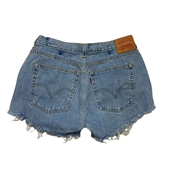 Levi's Levi Strauss Denim Shorts Size 33 Womens Distressed Festival Shorty Raw Hem - Image 2