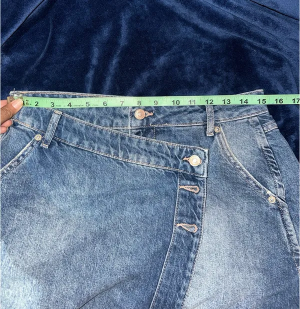 FREE PEOPLE Wynne Denim Mini Skirt in Cornflower Blue Size 28 New NWOT Wrap - Image 6