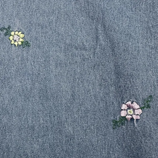 Vtg Mountain Lake Casuals Dress Womens Small Blue Denim Floral Maxi Jumper - Image 5