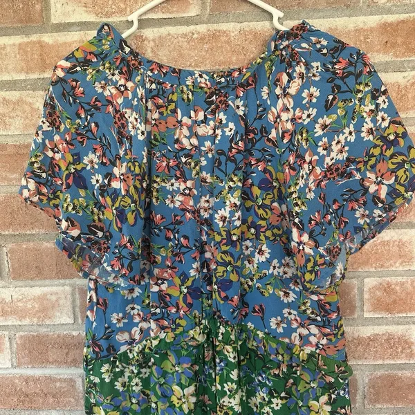 Anthropologie Robin Tiered Floral Flutter Sleeve Dress XS Garden Cottagecore - Image 9