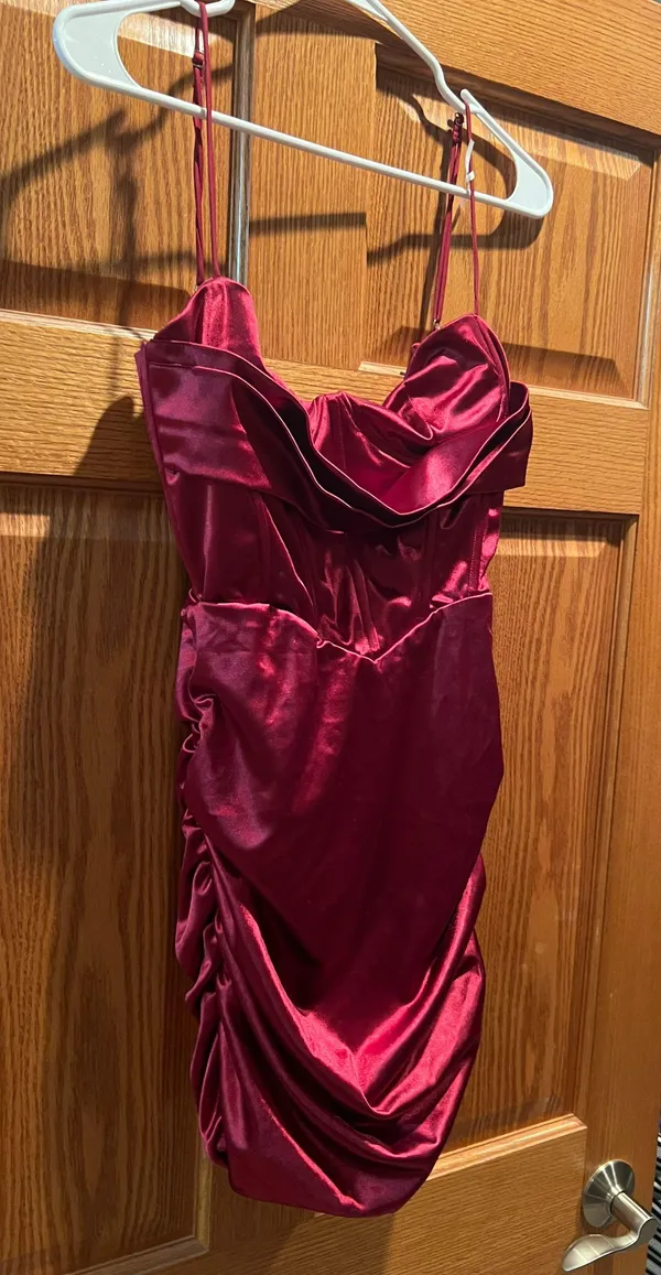 Burgundy Silk Corset Dress - Image 2