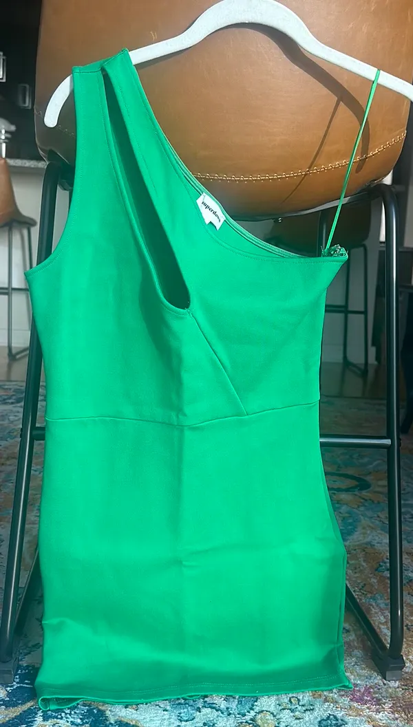 superdown Nava Assymetrical Mini Dress in Kelly Green - Image 2