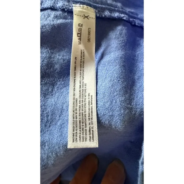 Free-Est Blue 100% Linen Sleeveless Button Front Dress Large - Image 5