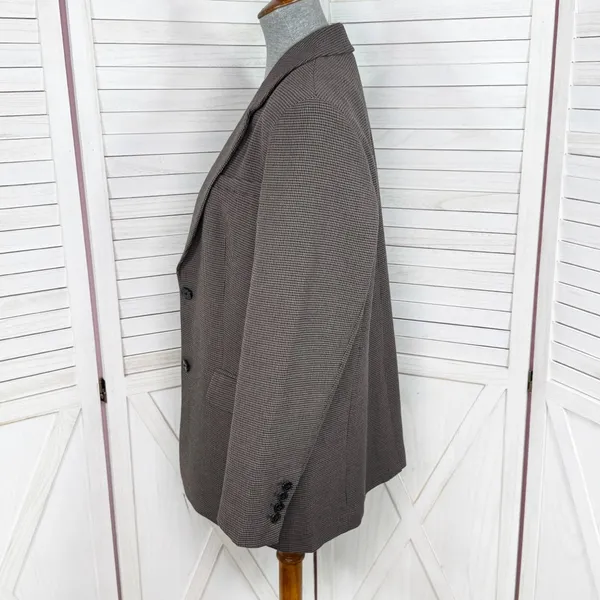 Gap Oversized Blazer Women Small‎ Brown Houndstooth Knit Jacket Heritage Preppy - Image 2