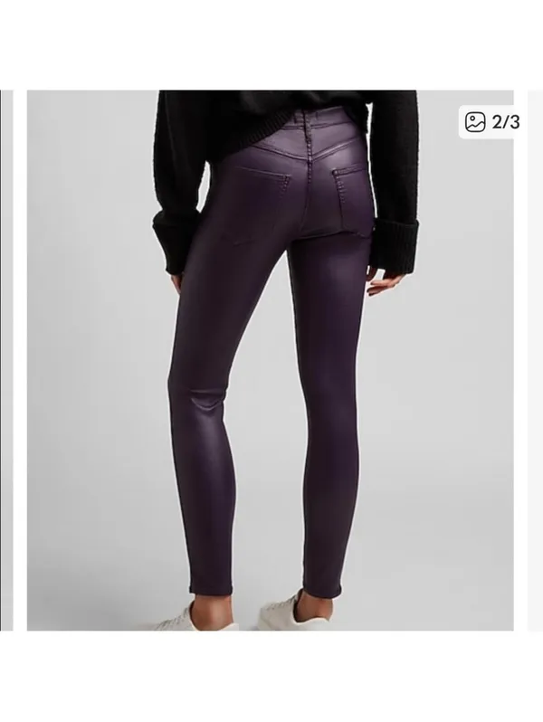 Express Skinny Mid Rise Coated Jean - Image 8