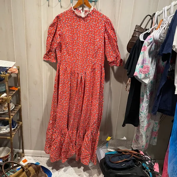 Cute strawberry shortcake prairie milkmaid handmade lace collar maxi dress - Image 10