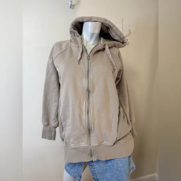Seraphine Hoodie Jacket Taupe Maternity Nursing Zip-Up Hoodie No Panel Sz 8 - Image 2