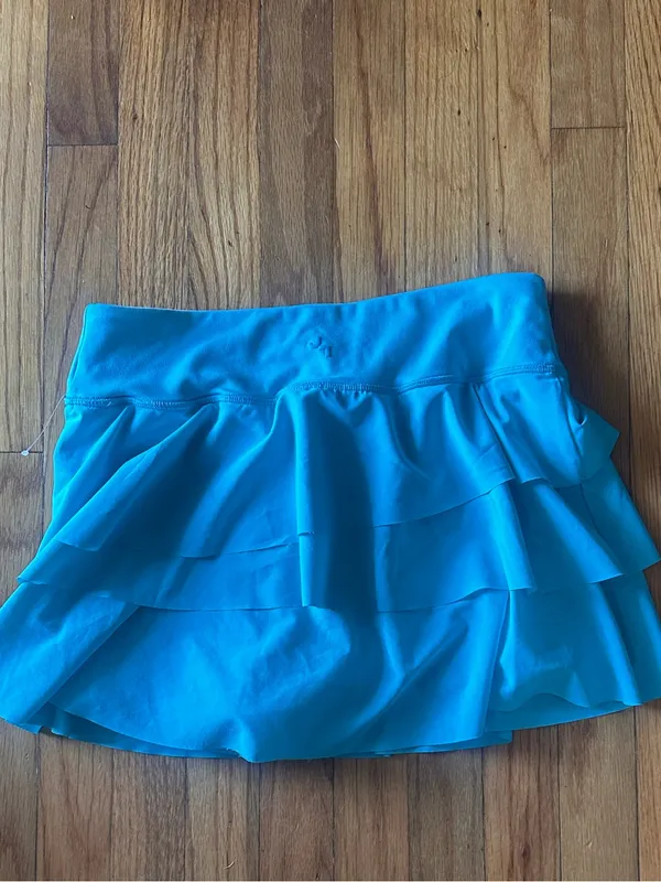 JoyLab Bright Teal Ruffled Skater Skirt Size M Flowy Flare Athleisure - Image 4