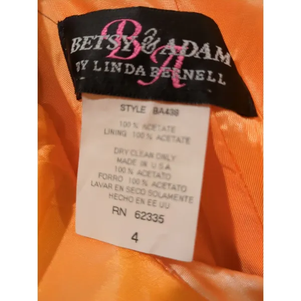 Betsy & Adam orange satin taffeta long bridesmaids evening dress 4 - Image 9