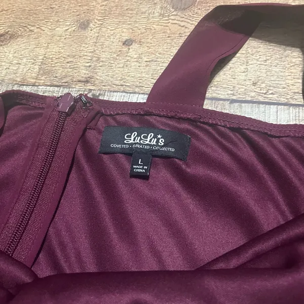 LuLus Wmns Magenta Flowy Maxi Lined Halter Air of Romance Dress Sz L Bridesmaid - Image 7