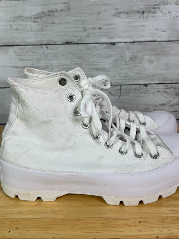 Converse Chuck Taylor All Star Lug Sole Platform Hi Cut White Canvas Sneakers - Image 3