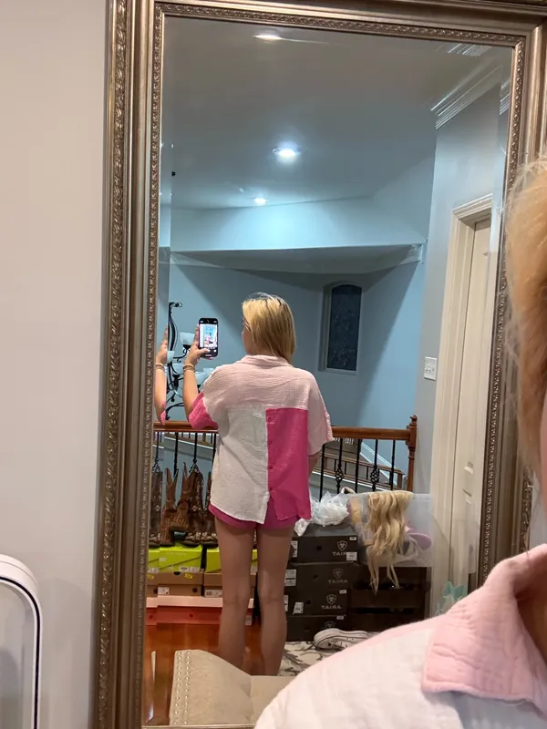 pink linen top Size M - Image 2