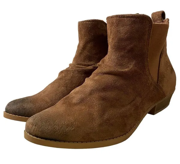 The Buckle Very G Cognac Brown Ankle Chelsea Boots 8US Medium Women’s Soft Suede - Image 6