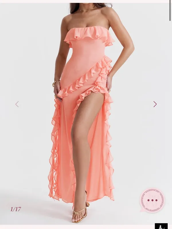 House of CB SARINA Apricot Ruffle Maxi Dress Size small - Image 3