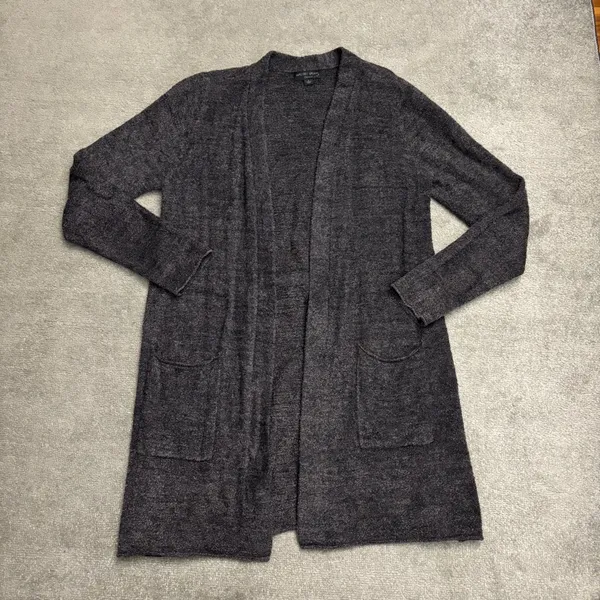 Barefoot Dreams CozyChic Lite Open Front Cardigan Cinch Tie Back Carbon Gray - Image 2