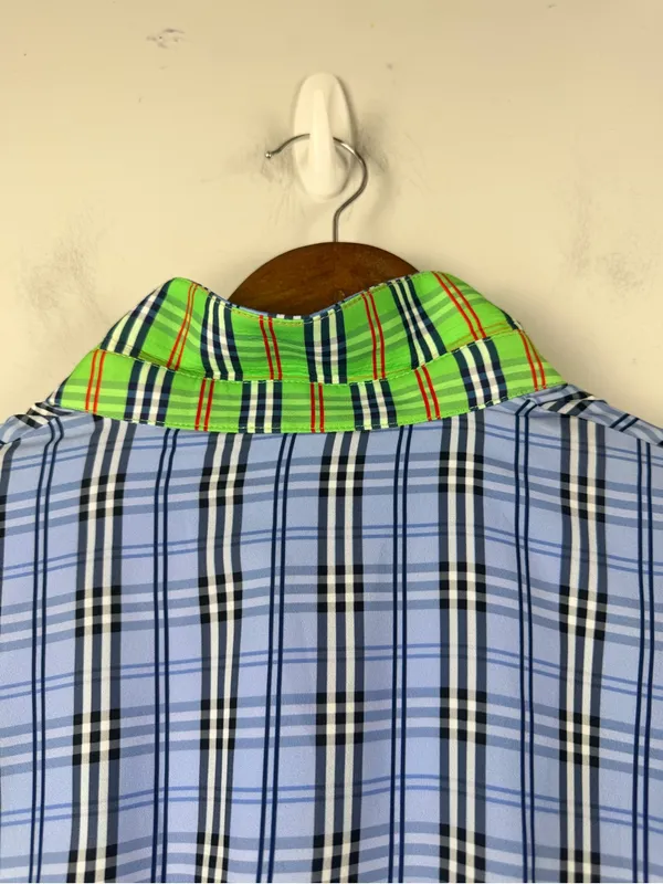 New Gretchen Scott Breezy Blouson Dress in periwinkle blue plaid size small - Image 8