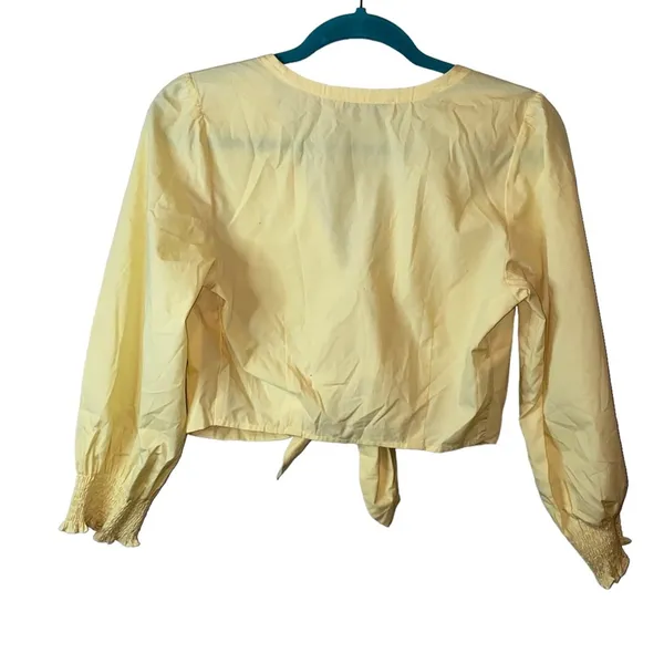 Abercrombie Yellow‎ Crop Top Tie Front Cottagecore Romantic Small - Image 2