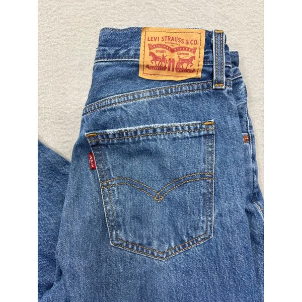 Levi's Low Pro Straight Leg Jeans Women's Size‎ 25 Blue Distressed Ripped - Image 16