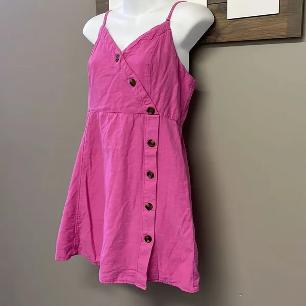 American Eagle Pink Lined Sundress with Adjustable Straps & Front Buttons-Medium - Image 4