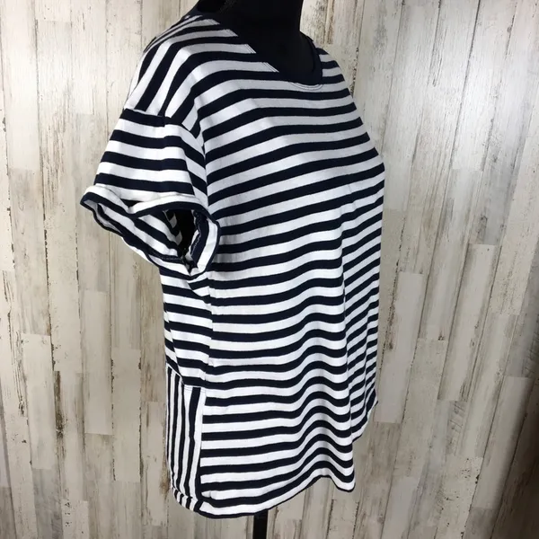 Derek Lam 10 Crosby Asymmetrical Stripe Tee Shirt - Image 4