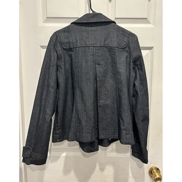 Ann‎ Taylor LOFT Womens Med Dark Wash Denim Double Breasted Pea Coat Jacket Y2k - Image 5