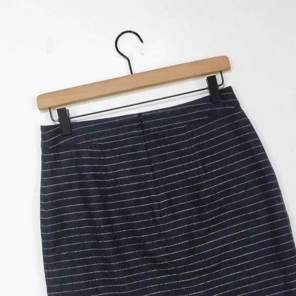 MADEWELL Wool Gray‎ Striped Mini Skirt Academia Collegiate Faux Wrap Size 4 - Image 7