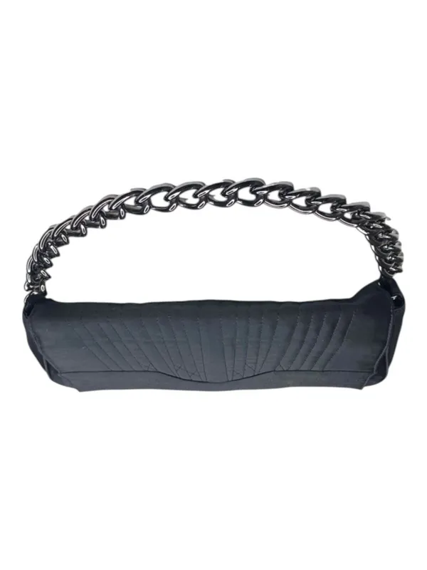 VanEli ❁ Sophisticated Metallic Gunmetal Chain Handle Bag Handbag ❁ Shiny Black - Image 6