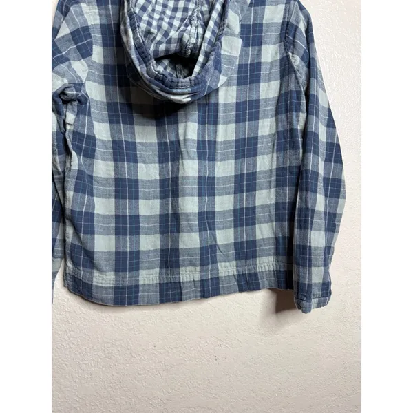 CP Shades x Free People Abbie Plaid Hooded Pullover TOp size M Blue Sage - Image 8