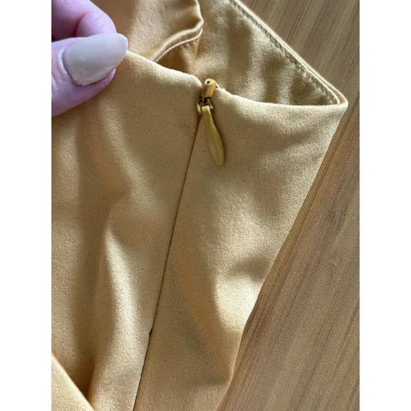 Elliatt Cassini One Shoulder Dress Size Medium Yellow Turmeric Draped Midi Satin - Image 7