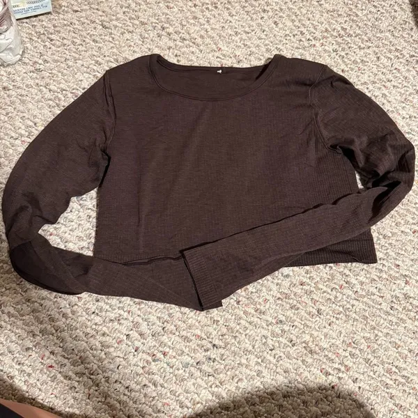 Lululemon Ebb to Street Long Sleeve Shirt French Press Brown- Size 12 - Image 3