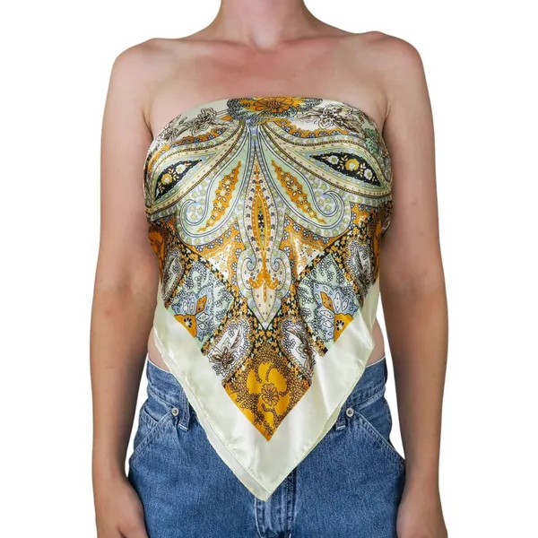 Cream Paisley Floral Scarf Wraps Gold - Image 2