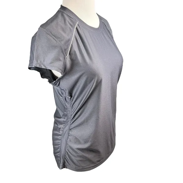 Athleta Women's Gray Short Sleeve Ruched Gym Yoga Running‎ Workout Tee Medium - Image 2