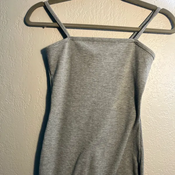 Bozzolo Gray Ribbed One-Piece Bodysuit SZ S Top Minimalist Y2K Petite Sleeveless - Image 4